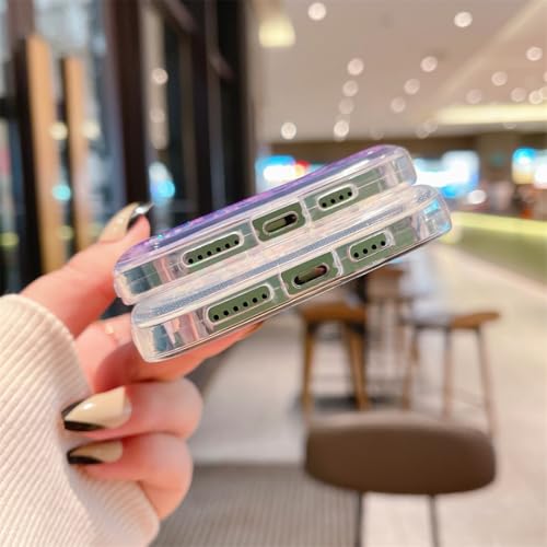 Coque iPhone 14 Plus liquide paillettes cœur bleu antichoc - 2