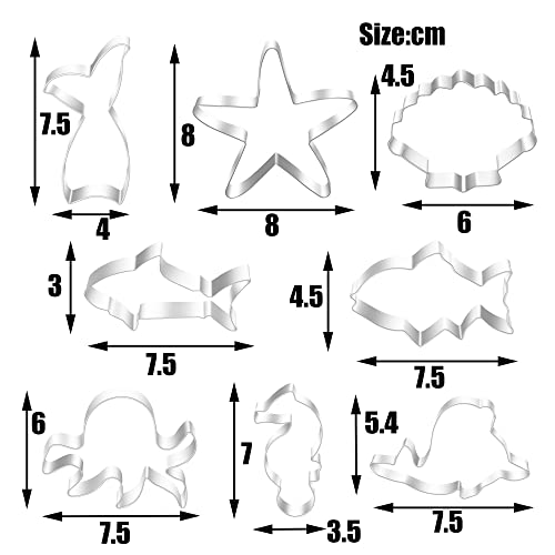 Dalilylime Stainless Steel Underwater World Marine Life 8-Piece Set Diy Baking Tool Combination Conch Shell Starfish And Other Cookie Cutter Models #TOP1