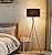 Kira Home Sadie 61" Mid Century Modern Tripod LED Floor Lamp + 9W Bulb (Energy Efficient/Eco-Friendly), Leather Accent Legs, Black Drum Shade, Black Finish