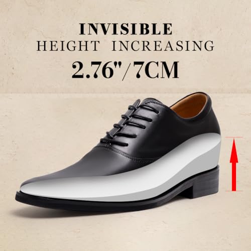 Image of CHAMARIPA Elevator Shoes for Men | Invisible Height Increase Plain Toe Oxford Dress Shoes | Built-in System Adds 2.76 Inches /7cm | Formal Business Shoes | US 7-12