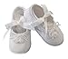 Lauren Madison Baby girl Christening Baptism Shantung Ballerina Slipper, White, Small