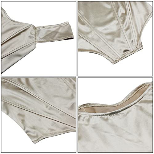 Leomoste LEYF-220129110S-02L Women’S Satin Silk Bustier Off Shoulder Corset Crop Top Slim Fit Clubwear Rave Tube Top Cami thumb #3