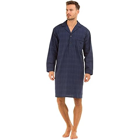 Haigman Nightwear Mens Lightweight Poplin 100% Cotton 7391 Nightshirt (Medium, Navy Check) Cover