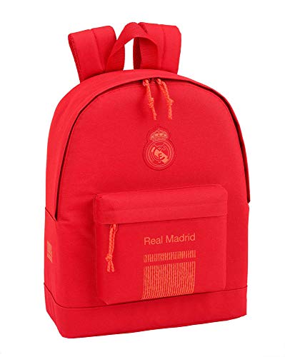 Real Madrid CF Mochila Grande con Funda Ordenador, 43 cm, Rojo