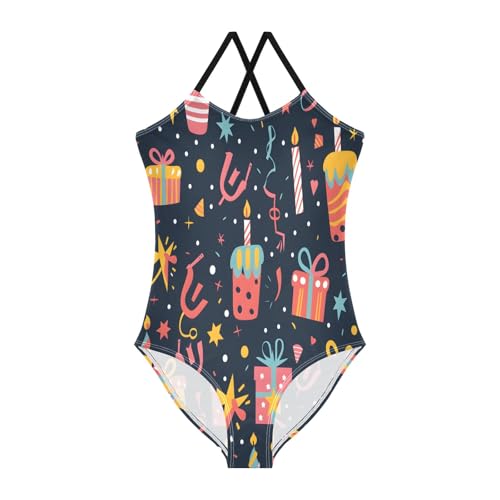 Girl's One Piece Swimsuit Happy Birthday Cake Beach Bathing Swimwear
