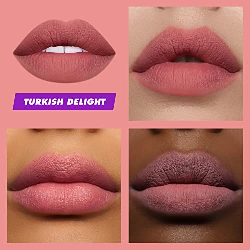Lime Crime Plushies Soft Matte Lipstick, Turkish Delight (Sheer Dusty Rose) - Blackberry Candy Scent - Plush, Long Lasting & High Comfort For All-Day Wear - Talc-Free & Paraben-Free #TOP3