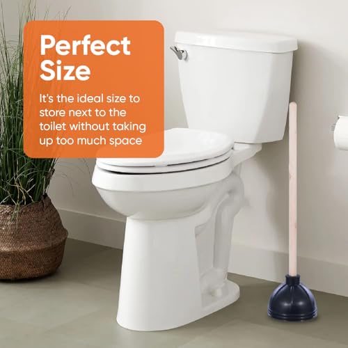 Image of Superio Heavy Duty Plunger with 21 Inch Wooden Handle, Black Rubber - Classic Toilet Plunger, Heavy Duty, Double Thrust Force Cup, Rubber Toilet Plunger, Black Plunger (Wood-3 Pack)