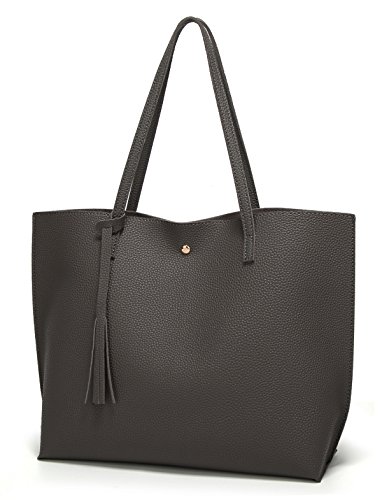 Image of Dreubea Women's Soft Faux Leather Tote Shoulder Bag from, Big Capacity Tassel Handbag