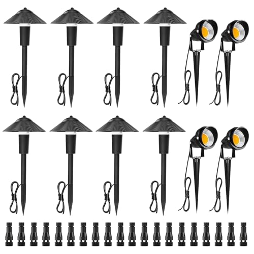 ZUCKEO 5W Pathway Lights & 10W Landscape Lights Kit, 12-24V