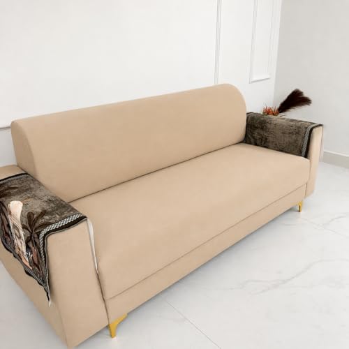 Image of Homerz Premium 'Luxe Series' Sofa Cover | Holland Velvet Fabric | Smooth Finish | Anti-Slip Fleece Backing Couch Protector (Maharaja, 2 pc Armrest, Armrest)