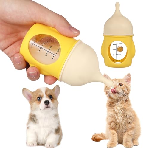 DIYEAH Neugeborene Welpen Kätzchen Nuckelflasche mit Weichem Sauger Ergonomischer Griff und Klarer Skala Wiederverwendbare Haustier milchflasche für Einfaches Zufüttern