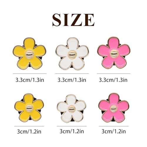 Image of ORIESSE 6pcs Flowers Car Air Freshener Vent Clips,Pink Yellow White Daisy Flowers Air Vent Clip Car Accessories for Women,3.3cm /3cm Flower Girly Vehicle Decor Refillable Outlet Diffuser