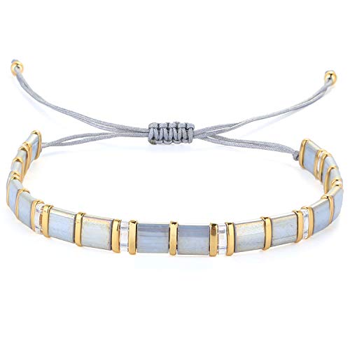 Image of KELITCH Colorful Tila Beaded Bracelets Women Strand Friendship Bracelet Handmade New Link Cuff Bracelets