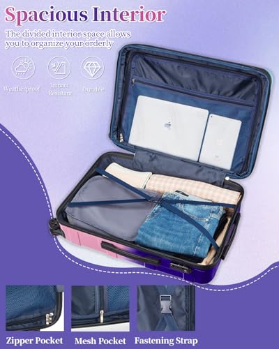Image of Checked Luggage 24 Inch With Spinner Wheels, Hardside Suitcase with TSA Lock, Expandable Checked Suitcase for Women