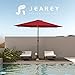 JEAREY 9FT Outdoor Patio Umbrella Outdoor Table Umbrella with Push Button Tilt and Crank, Market Umbrella 8 Sturdy Ribs UV Protection Waterproof for Garden, Deck, Backyard, Pool (Red)