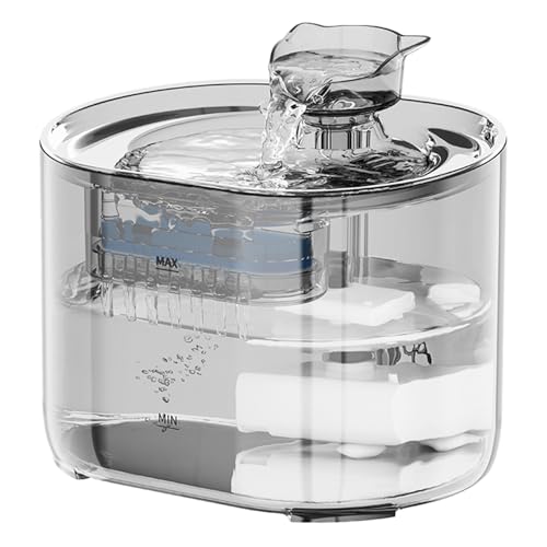 PETTENA 自動給水器 猫 犬 水飲み器 ペット 自動水やり器 自動水やり機 水飲み器 みずのみ器 猫 水ペット給水器 2.2L 循環式 透明 ウォーター 猫用 犬用 おしゃれ ねこ 自動補水 (ホワイト, 自動給水器)