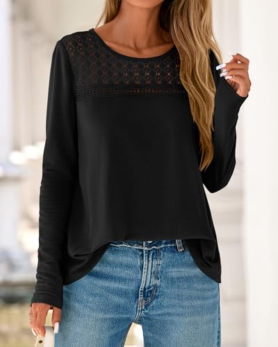 BTFBM Womens Tops Lace Long Sleeve Shirts Boho Cute Business Dressy Casual Blouses Fall Outfits 2025 Fashion Clothing2