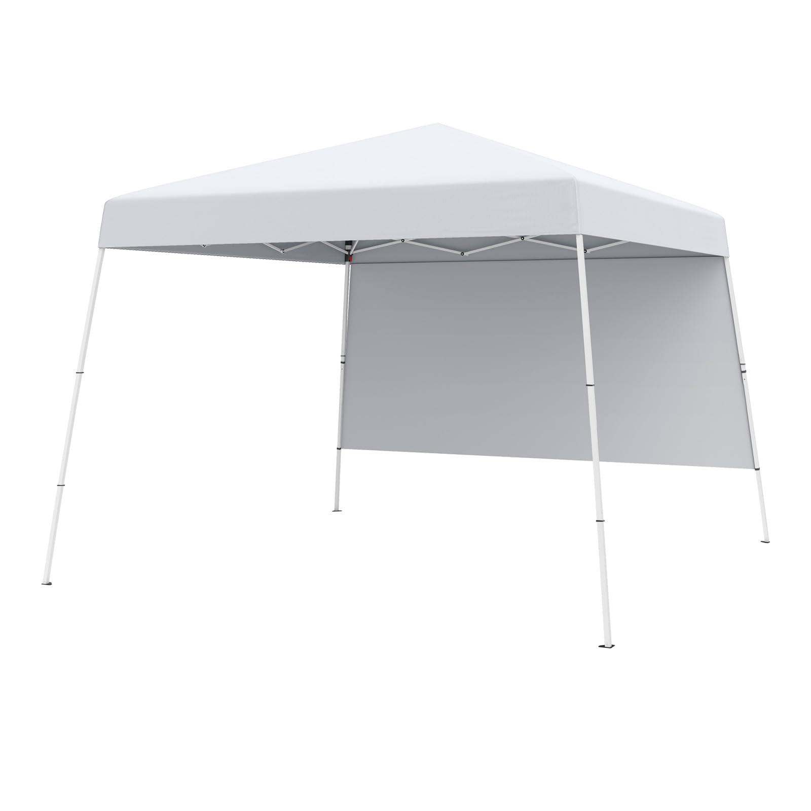 GOPLUS Carpa Plegable 3x3 M, Cenador Pop-up con 1 Pared Lateral, Protección Solar, 4 Clavos, Marco de Metal, Bolsa de Transporte, Refugio Portátil para Acampadas, Picnic (Blanca, 300x300x262 cm)