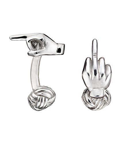 Boutons de manchette doigt d'honneur argent bijou chemise homme fantaisie rock