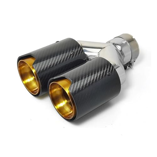 Tuyau d'échappement en fibre de carbone or et inox double sortie