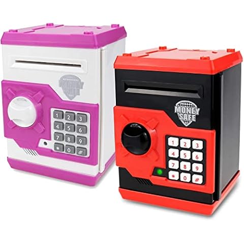 Yoego Kids Money Bank, Electronic Piggy Banks x2Pcs, Great Gift Toy for Kids Children, Auto Scroll Paper Money Saving Box Password Coin Bank,Perfect Toy Gifts for Boys Girls Age 3+ Cover