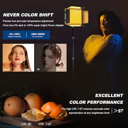 2Pack RGB LED Video Light 12.6in Panel with Barn Door Kit, 20W/2500~8500K/14 Effect/2000lux@0.5m RGB Studio Panel Light Kit with Phone Holder for Gaming Streaming Zoom YouTube Photography