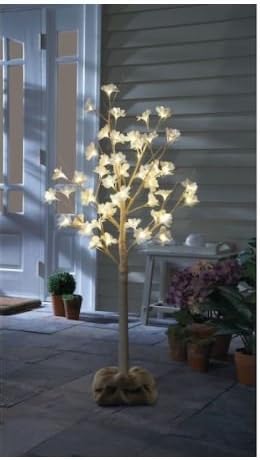 Magnolia Blossoms LED Tree with Wood Block Base, 4 ft. Plug in