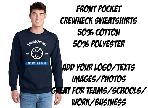 INK STITCH Unisex Pc78pkt Custom Printing Design Your Own Front Pocket Crewneck Sweatshirts4