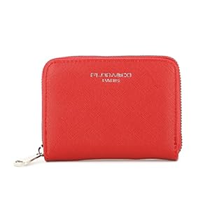 Kleine damesportemonnee, all-in-one kaart, kunstleer met ritssluiting, chic, praktisch, licht, Rood, S