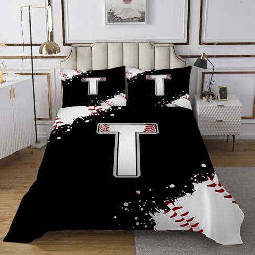 Castle Fairy Initial Letter T Chic Fashion Quilt Coverlet Set Ball Sports Games Competition Super Soft Bedspread,Queen Size,Baseball Comforter Set Coverlet for Boys Girls Adults