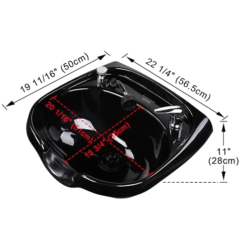 BYOOTIQUE Shampoo Bowl Hair Basin Sink CUPC Certified Vacuum Breaker Neck Rest Beauty Salon Equipment Hair Basin Salon Spa Mounting Ability for Home Barbershop