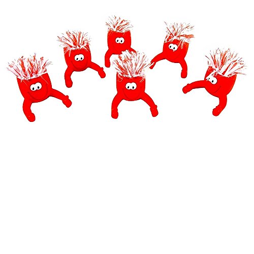 Lot of 6 - Squeezable Red Mop Topper Stress Relief Rubber Phone Holder.