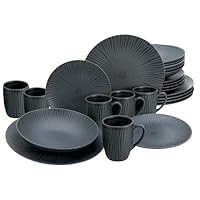 CreaTable Tafelservice »Geschirr-Set Vesuvio«,  Set, 12 Tlg., Teller Set Für 4 Personen Service Schwarz Ausdrucksstarkes Relief 12 Teile Fuer 4 Personen