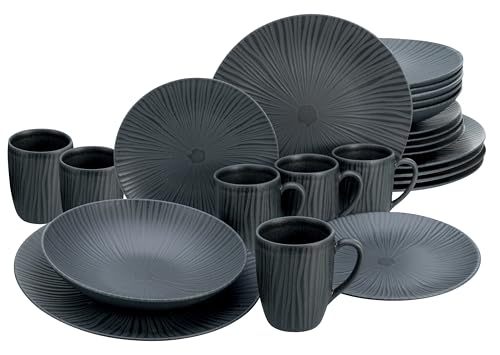 CreaTable, 24413, Serie Vesuvio Black, 24-teiliges Geschirrset für 6...
