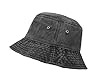 UltraKey Bucket Hat, Wide Brim Washed Denim Cotton Outdoor Sun Hat Flat Top Cap for Fishing Hiking Beach Sports Black #5
