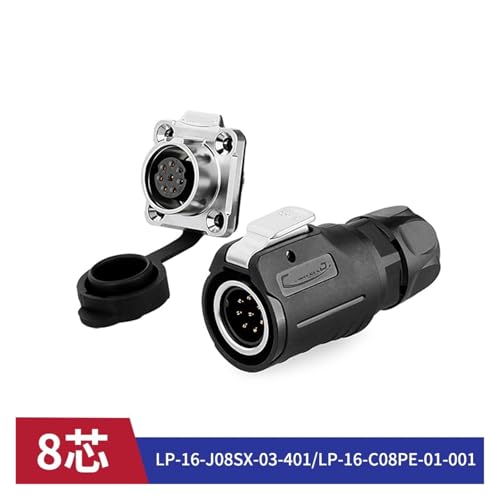 Conector industrial macho hembra LP16 de 8 pines impermeable para cable de aviación con brida 3
