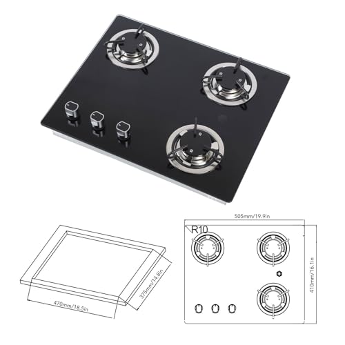 PAUTE DE GAS XTEVU, Table de cuisson GPL, Top Burner Compatible avec Boat Caravan RV, 3 Burners, 1,8 kW pour une puisnce de feu réglable – Image 5