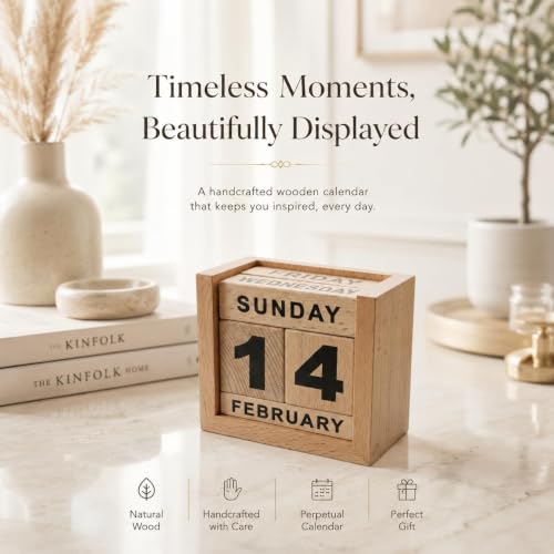 Image of STAR CRAFT Calendar Wooden Table /Desk Calendar