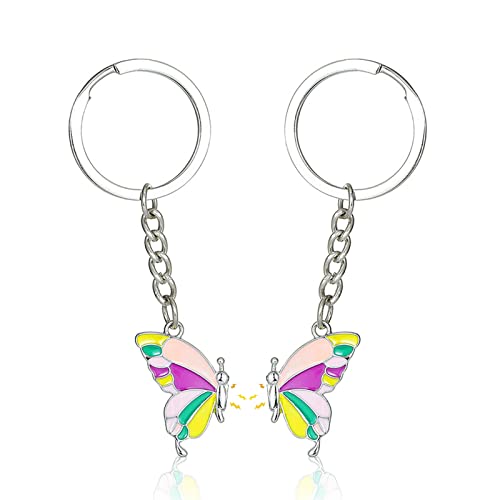 EQLEF llaveros para Mejores Amigas, Mejor llavero Amigo 2 llavero de Mariposa Magnética Regalo BFF Regalo Regalo de Cumpleaños de La Amistad Infantil Regalo de Cumpleaños Navidad Graduación