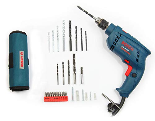 Bosch GSB 501 500-Watt Professional Impact Bosch Drill Machine (Blue),Corded Electric & GSB 450-Watt Impact Drill Set (Blue, 100-Pieces)