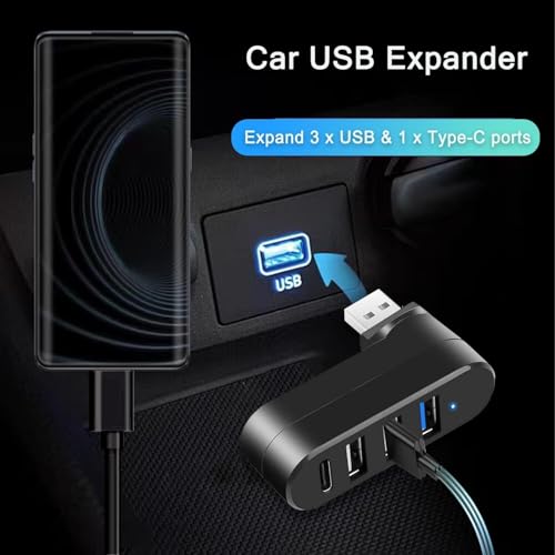 Image of 4 Ports USB 3.0 Hub (90 /180 Degree Rotatable), USB Multiport Rotating with US.B C Power /Data Port, U.SB Extender for Laptop, Camera, PC, Xbox, MaBook Pro and More (USB-A 4PORT HUB)