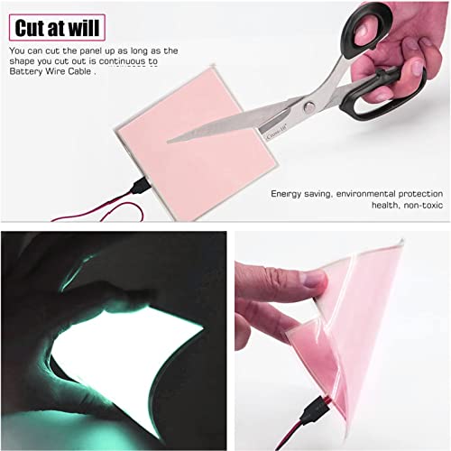 Image of Glowing LED Eyes Cuttable 2PCS 10 * 10cm EL Panel Electroluminescent Light Sheet Decorations Light Lamp Sheet Sheet with Battery Inverter (White)