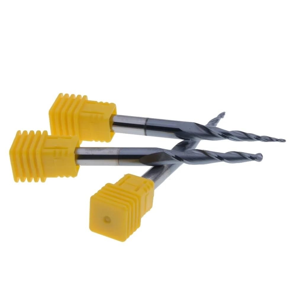 Fraises à bout conique en carbure de tungstène massif, 3.175mm 4mm 6mm, mèches de routeur Cnc coniques for menuiserie et métal(R2.0-30.5-D6-75L)