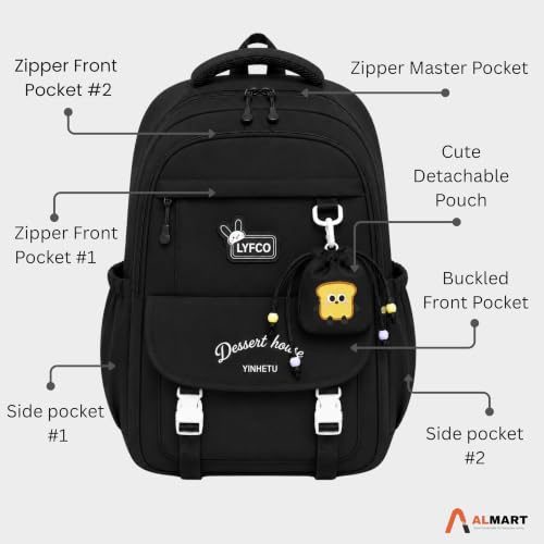 Image of Korean Style Unisex School & College Backpack Bag | 18 Inch Large Capacity Bag For Girls & Boys Age of 12-16 Years | Best For Middle & High School, College, Tution, Travel, Camping
