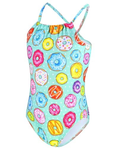Image of TENVDA Girls Swimsuit Summer Beach Sport Halter Bathing Suits One Piece Swimwear for 2-12 Years Old Kids