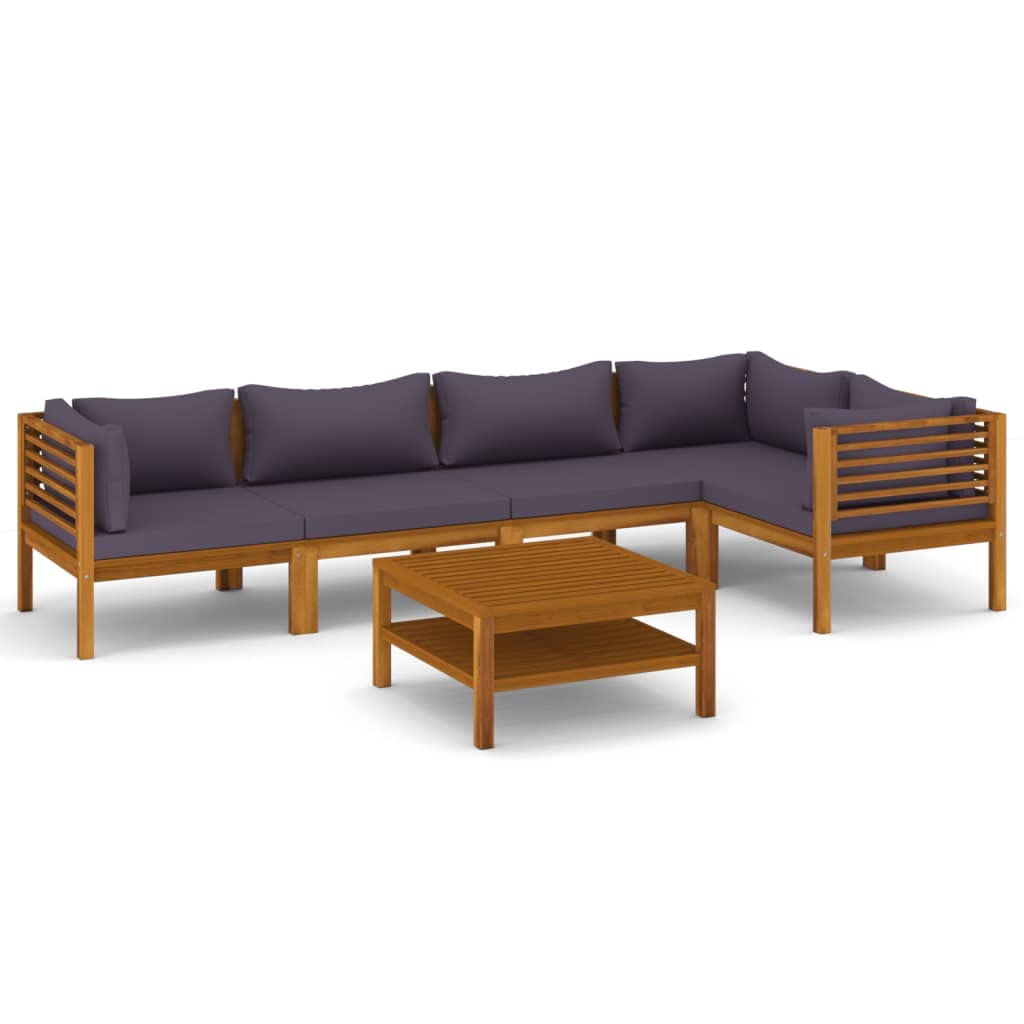 vidaXL Set Divani da Giardino 6 pz con Cuscini in Massello di Acacia