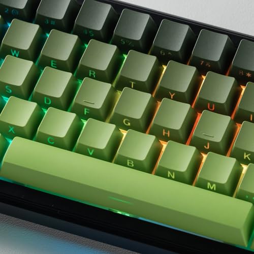 Image of dagaladoo Shine Through keycaps Set,Double Shot PBT keycaps Gradient | Side Print keyboard keycaps,OEM Profile custom Key caps for Mechanical Keyboards 60% 65% 75% 100% TKL Layout,Matcha Green