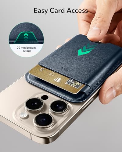 Image of ESR for MagSafe Wallet, 5 Card Holder with RFID Blocking, MagSafe Sticker Included, Slim Magnetic Wallet for iPhone 17e /17 /16 /15 /14 /13 /12 Series and Selected Samsung Devices, Not for 13 /12 Mini, Blue