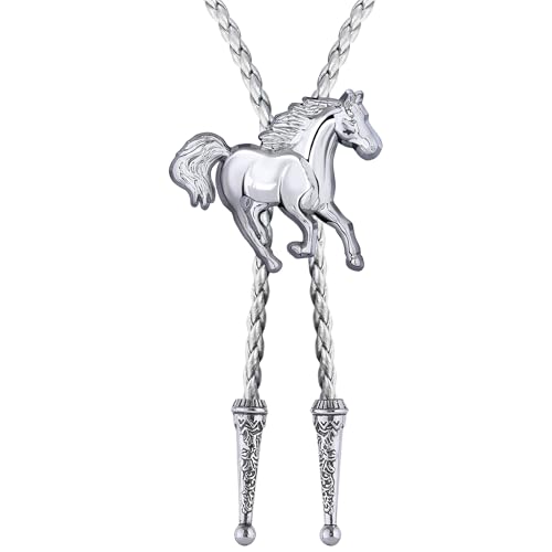 Image of GelConnie Bolo Ties for Men Women Western Cowboy Tie Mens Western Necklace Leather Necktie Gold Bolero Tie Cowboy Necklace