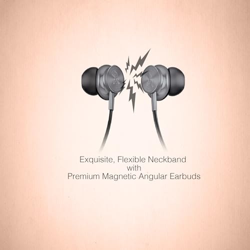Image of FINGERS Gig2 Wireless in-Ear Bluetooth Neckband Earphones with 50-Hour Playtime, Built-in Mic with Surround Noise Cancellation SNC Technology, Dual Pairing, Make in India (Rich Grey)